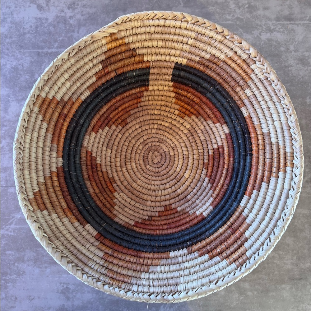 Handwoven Multicolor Seagrass Wall Basket - Natural, Brown & Black